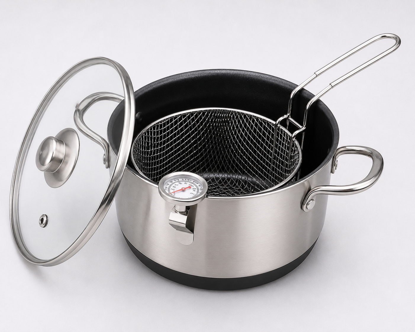 Customizable Non-Stick Fryer Pot with Thermometer Wholesale
