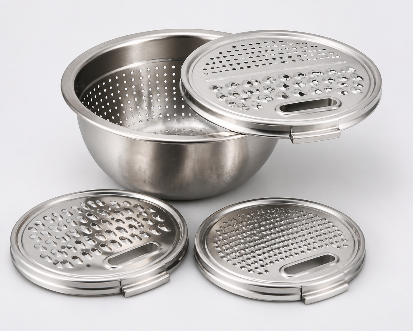 Wholesale 3-in-1 Stainless Steel Vegetable Grater & Colander Set