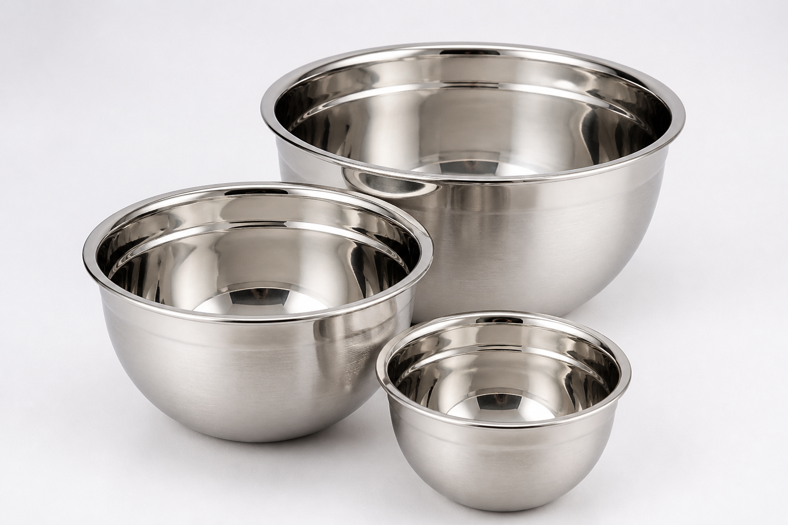 Wholesale Stainless Steel Mixing Bowls, 3-piece Stackable Set