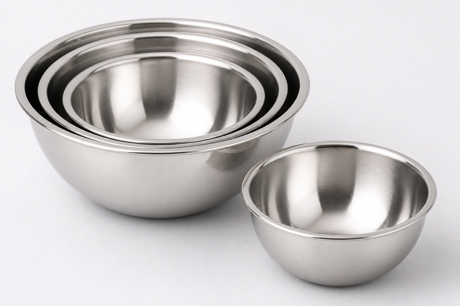 Wholesale Stainless Steel Salad Bowls, 4 Sizes Available