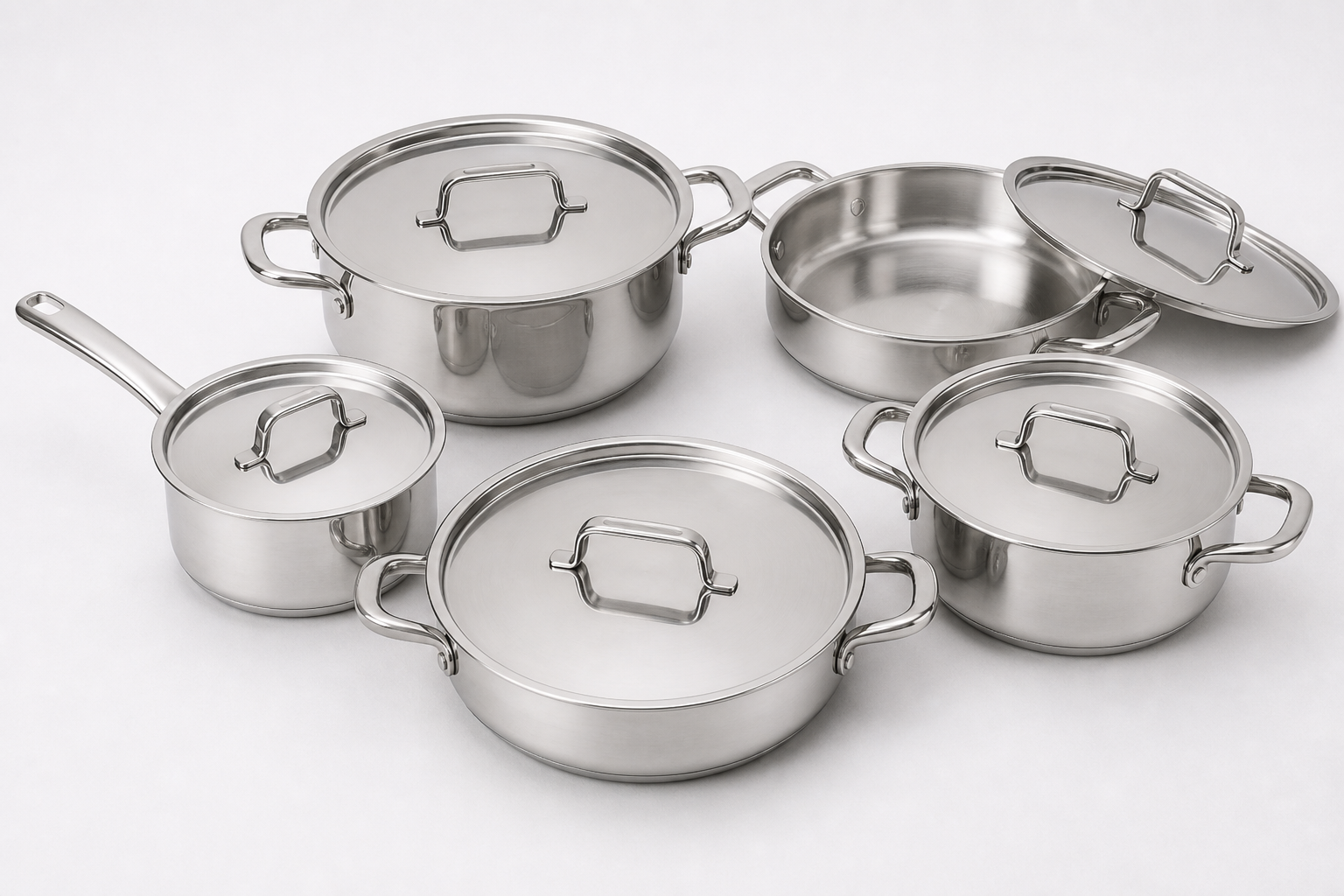 Non-abrasive Process Stainless Steel Cookware Set – Cook & Serve Cookware Set for Home