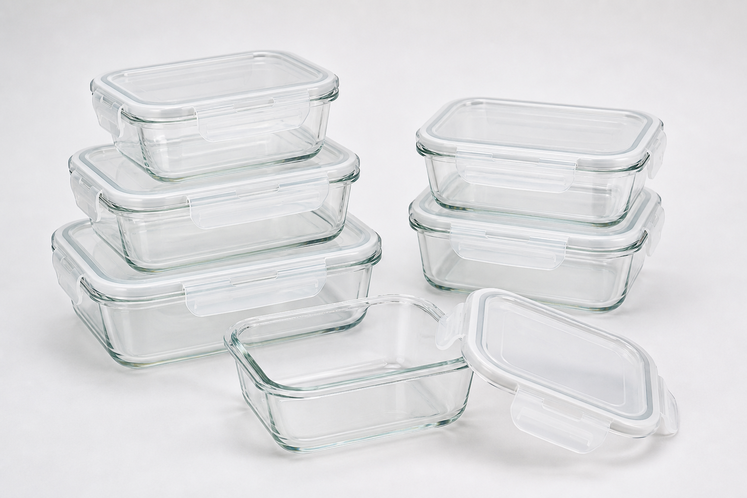 Wholesale Glass Food Container, Lunch Box with Airtight Snap Lids