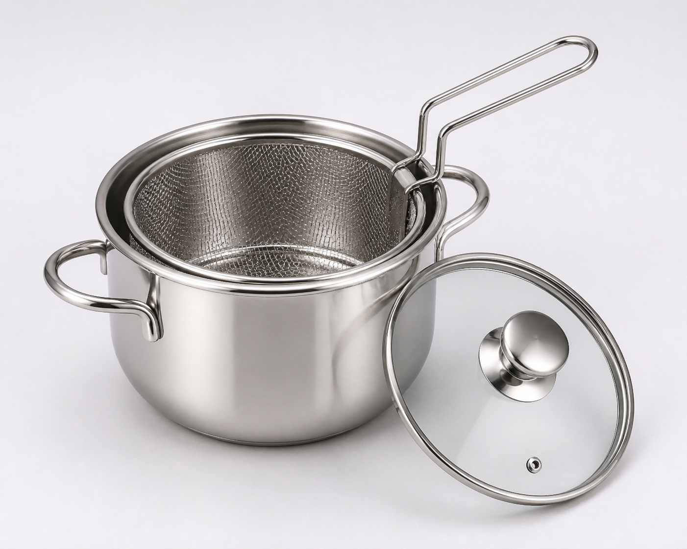 Wholesale Stainless Steel Deep Fryer Pot with Filter Basket (2.8L)