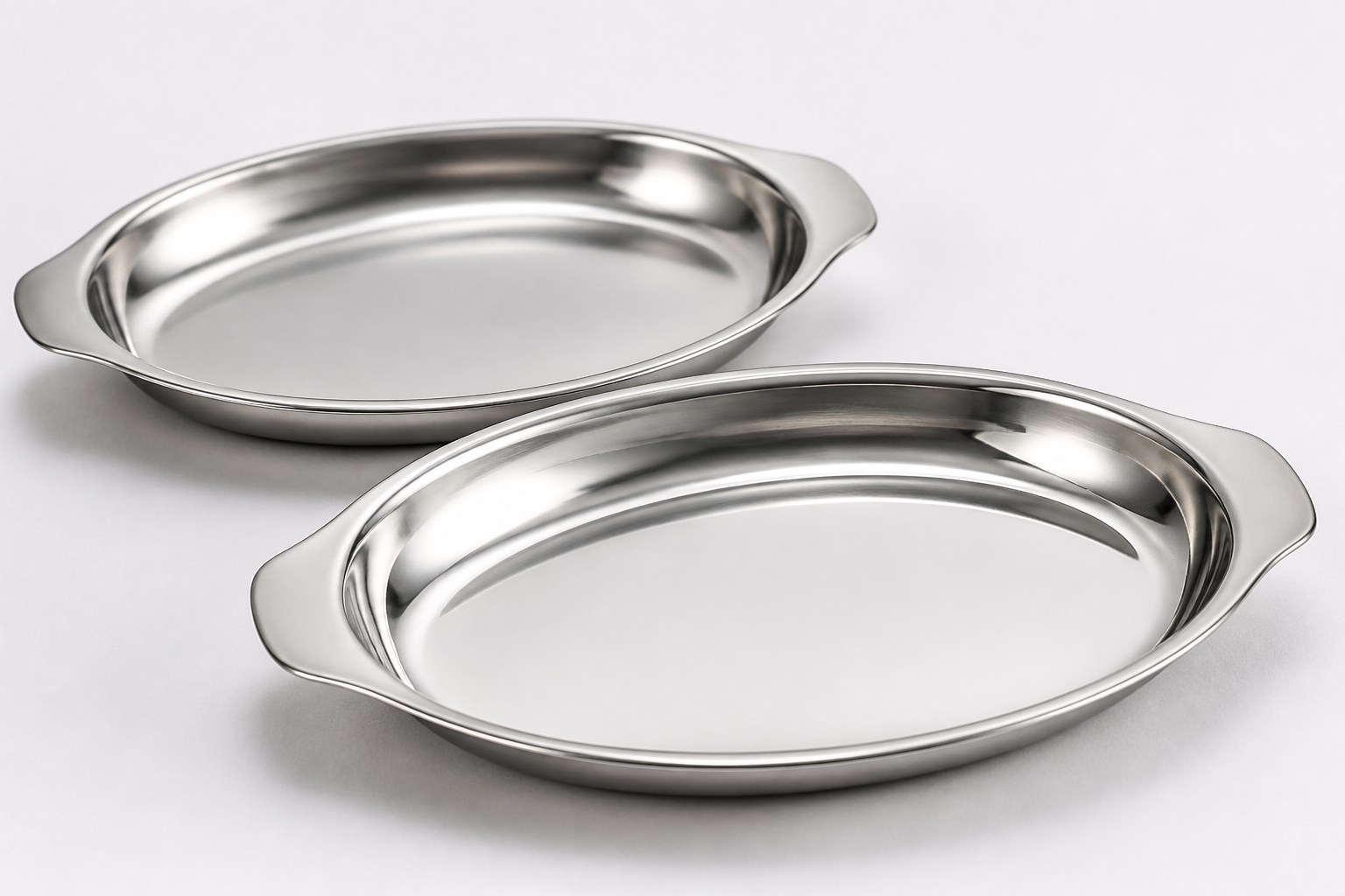 Wholesale Oval Stainless Steel Dinner Plates with Handle – Can also be Fruit and Snack Plates