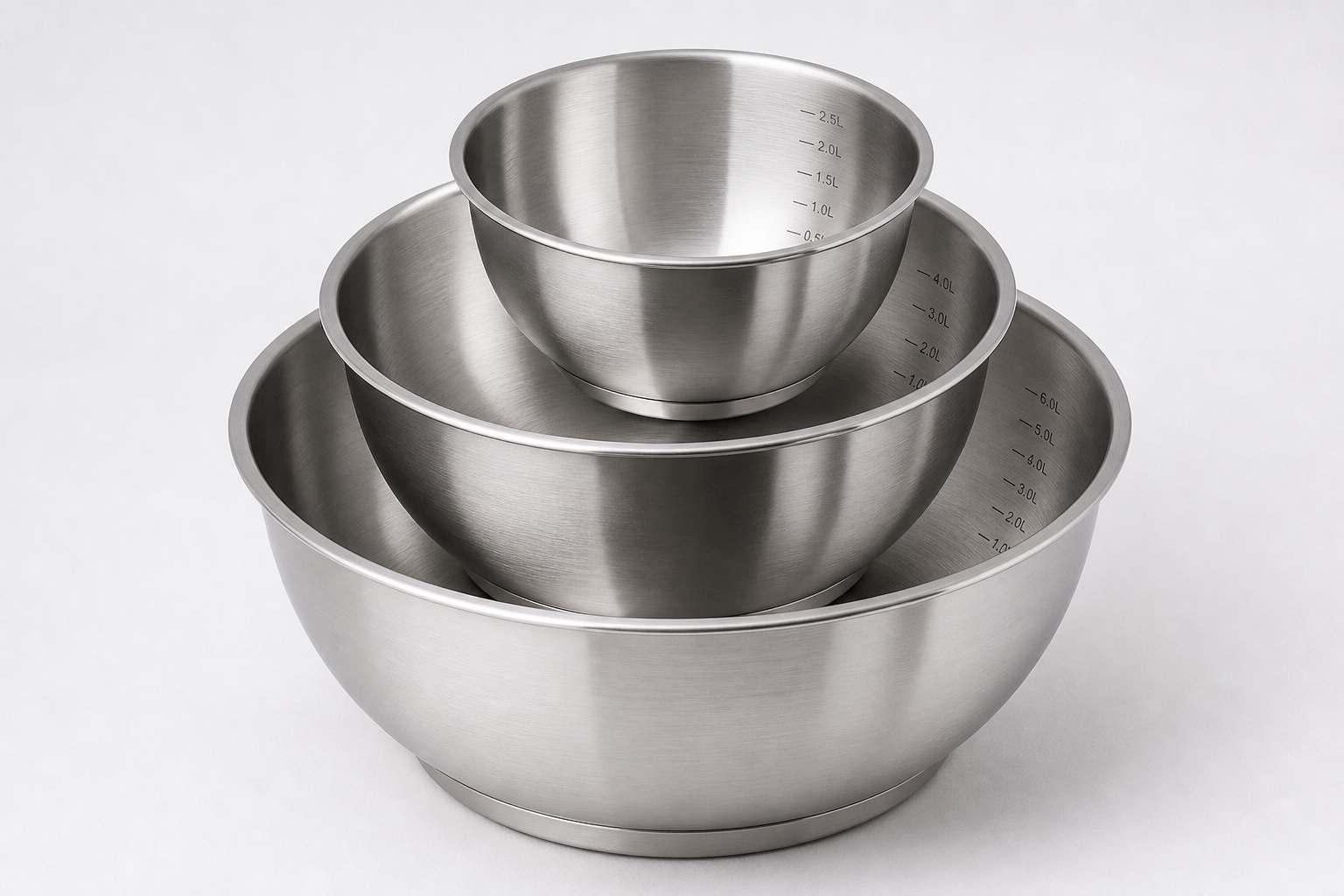 Wholesale Stainless Steel Mixing Bowl Set 3 Piece with Measurements, Suitable for Induction Cooktops