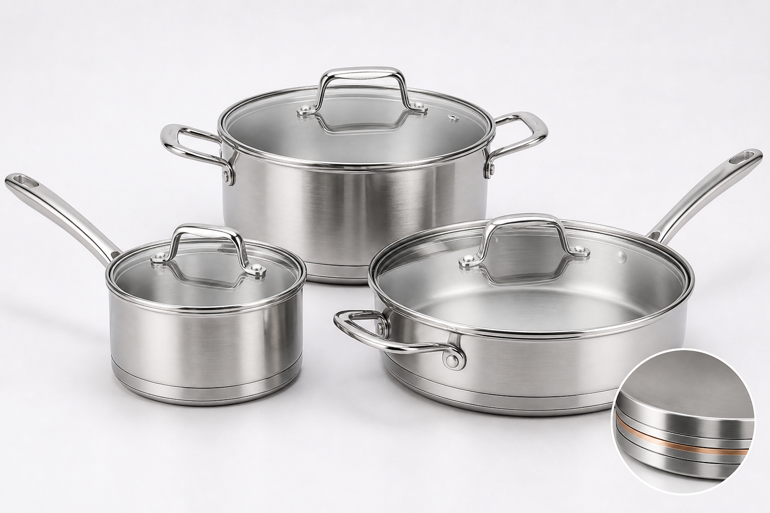 Wholesale Tri-Ply Stainless Steel Cookware Set – 3 Piece Cookware Set